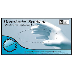 DermAssist, Viinyl Exam Gloves, Medium, Non-Sterile, Powder-Free, Smooth, 100/bx, 10 bx/cs